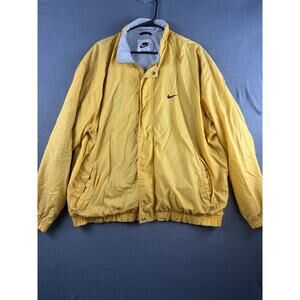 Vintage Nike Jacket Mens XL Yellow Windbreaker Full Zip Sleeve Pockets Warm Up